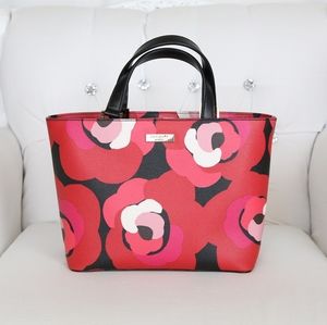 Kate Spade Pink Red Floral Bag Juno Grant Grainy Vinyl Tote